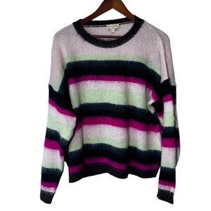 Atelier La Fee MaraBoutee Mohair Blend Striped Crew Neck Long Sleeve Sweater XL